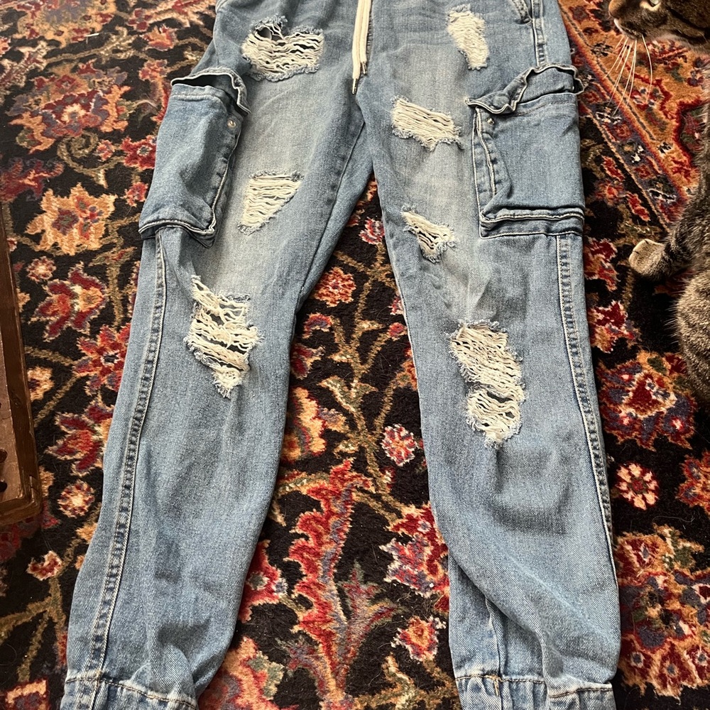 Bluenotes Denim Distressed Cargo Pants